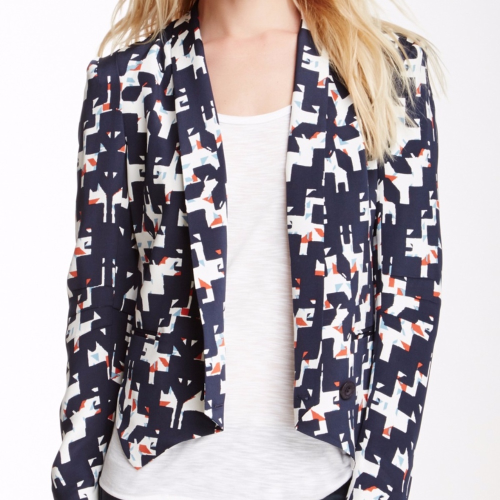 NWT $398 Rebecca Minkoff Becky Silk Geometric Colorful Jacket - size 0!